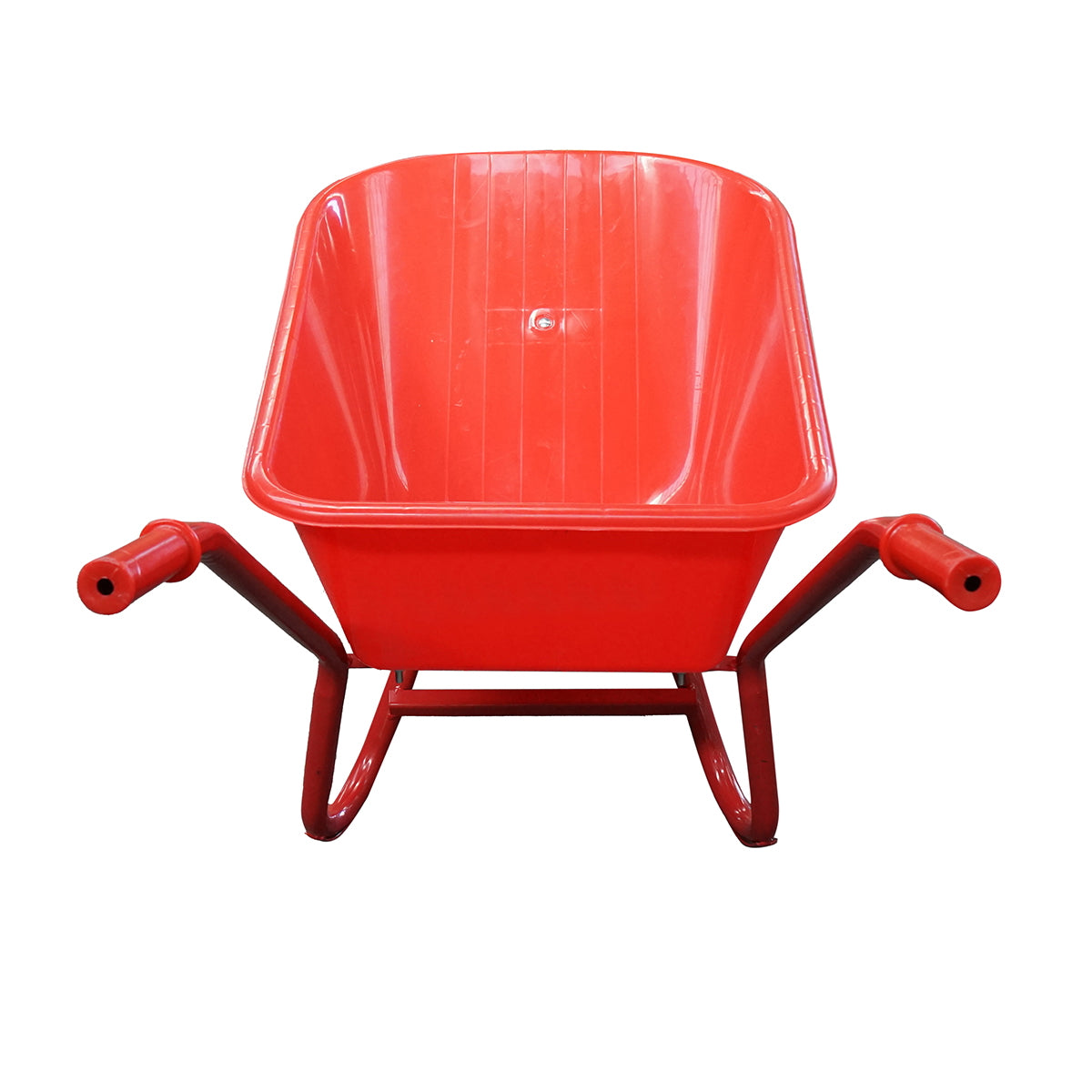 Piros műanyag talicska 85L pneumatikus kerékkel 400/8, fém vázzal 940x580x300mm Thor