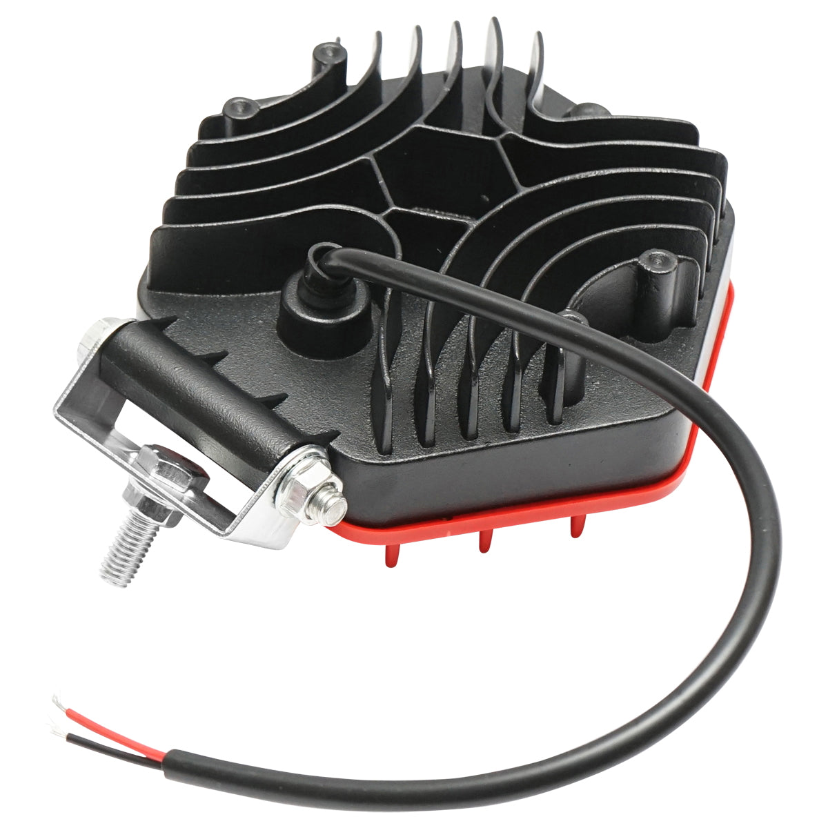 Hatszögletű lámpa piros műanyag ráccsal, 16 LED, DC 10–60V, 48W, 30° sugárzási szög