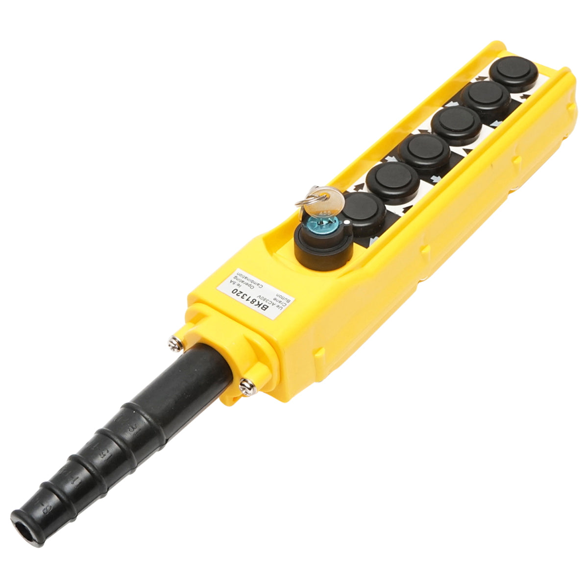 Ipari távirányító, 6 vezérléssel és kulcsos főkapcsolóval, 380V, Breckner Germany