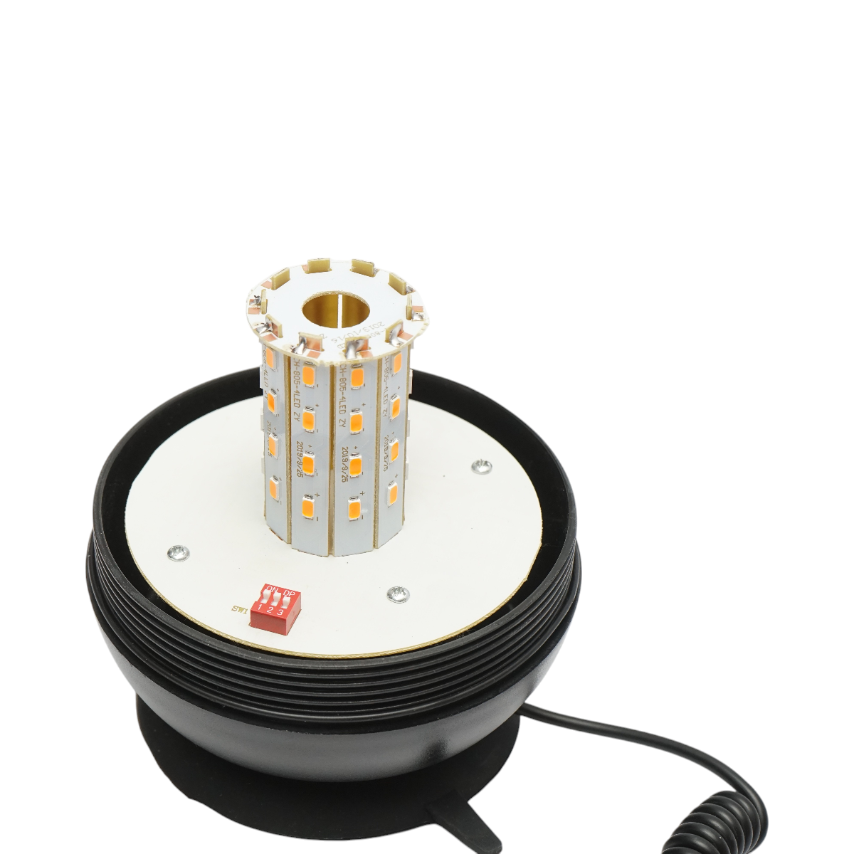 LED villogó, 12–24V, 3 funkcióval, mágneses talppal, IP65