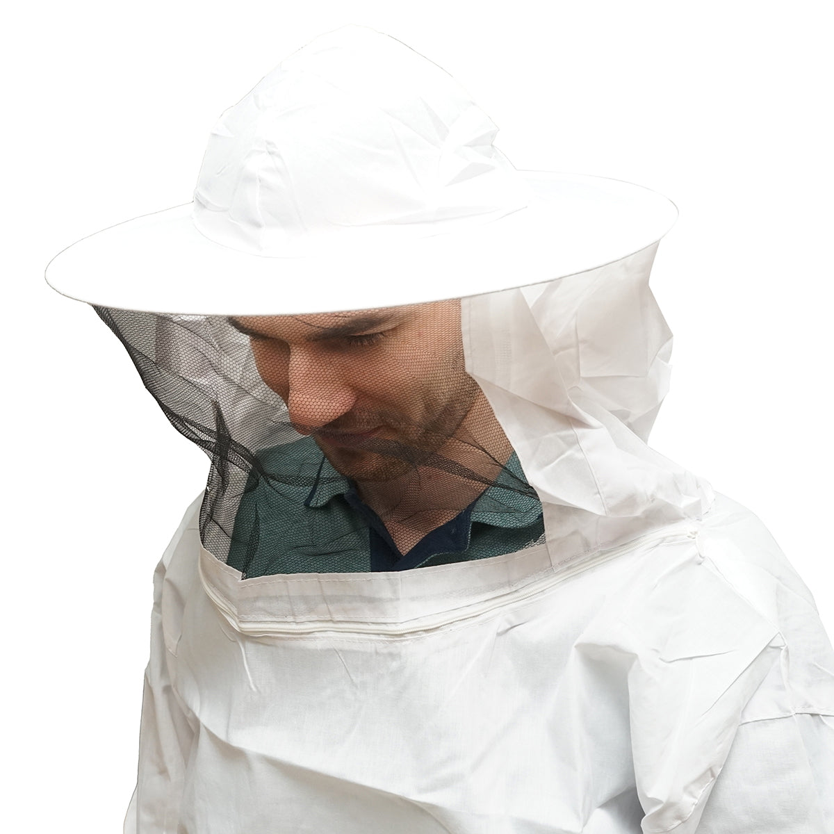 Fehér méhész kabát XXL méretben, védőmaszkkal