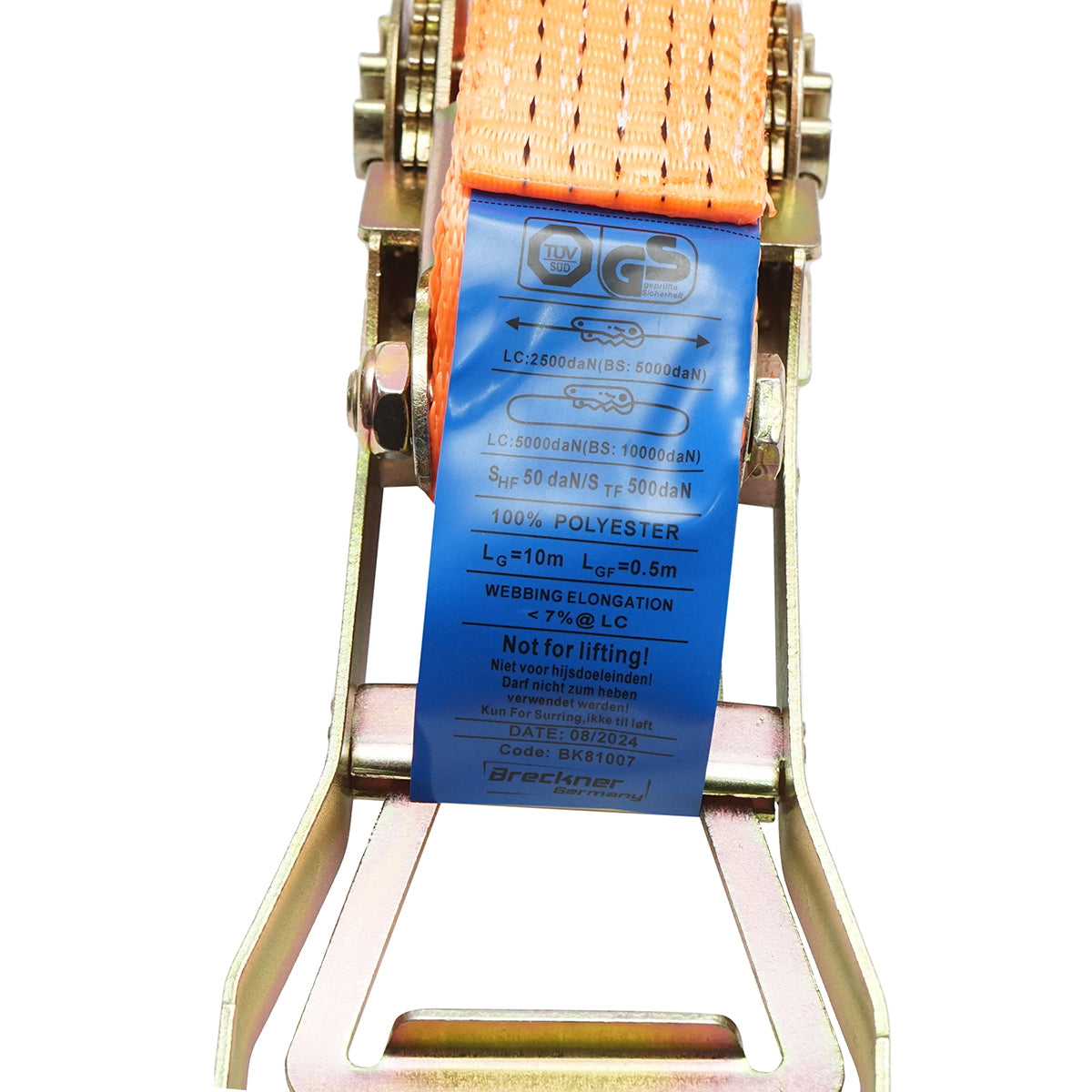 Árurögzítő heveder, 10mx50mm, 5T (dupla ERGO racsni), Breckner Germany