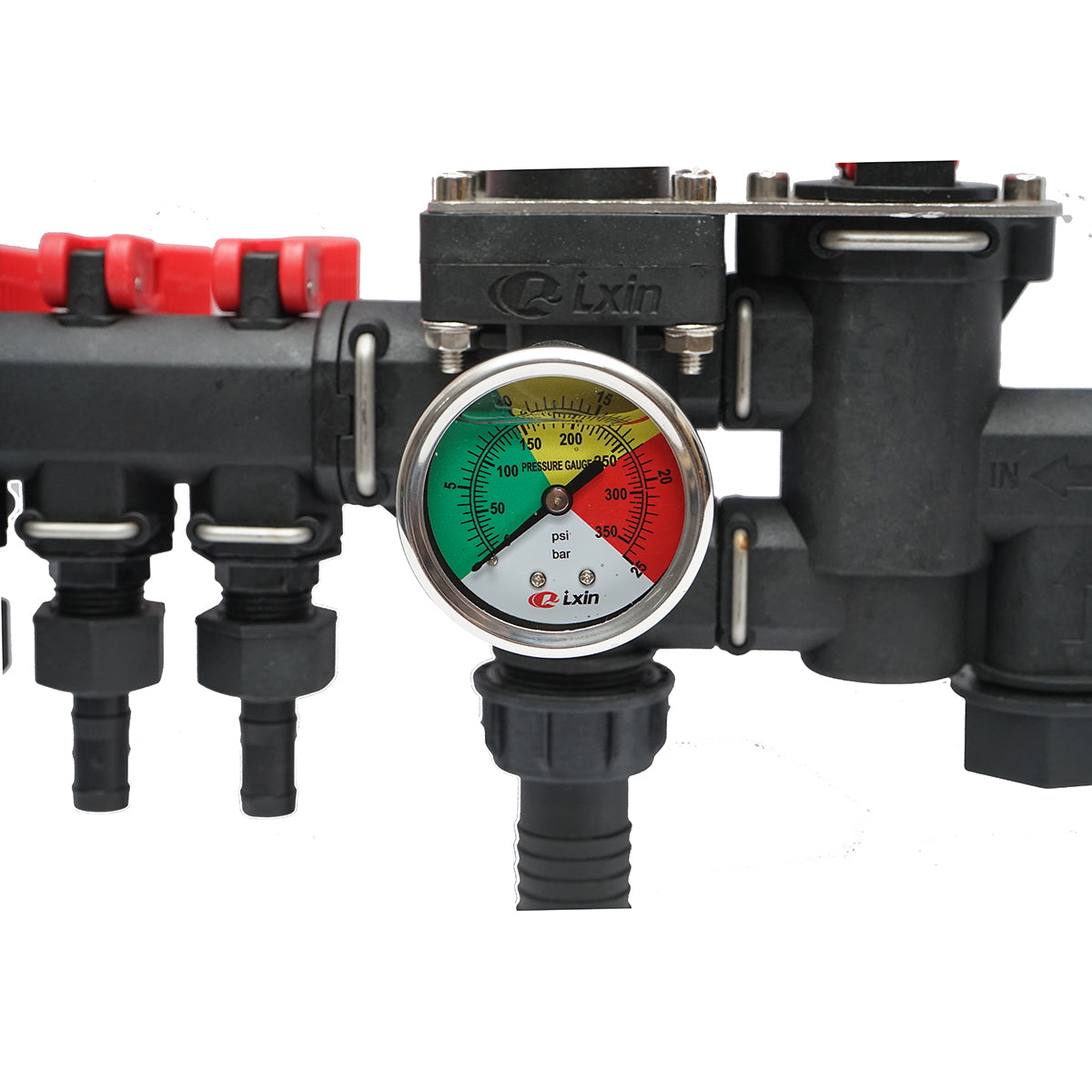 Permetező szakaszoló, 4 szelepes, manométerrel