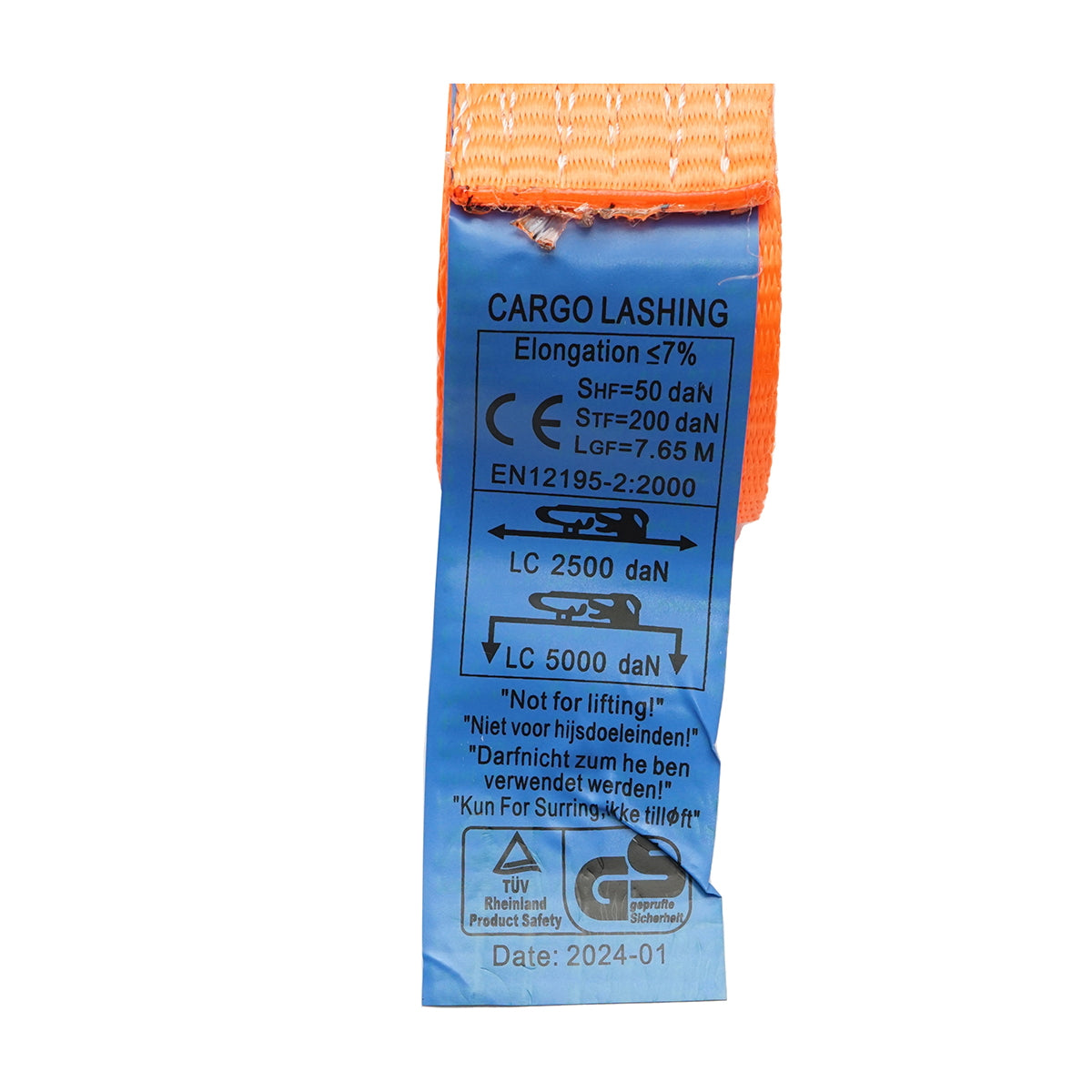 Árurögzítő heveder, 8mx50mm, 5T (egyszerű racsni), Breckner Germany