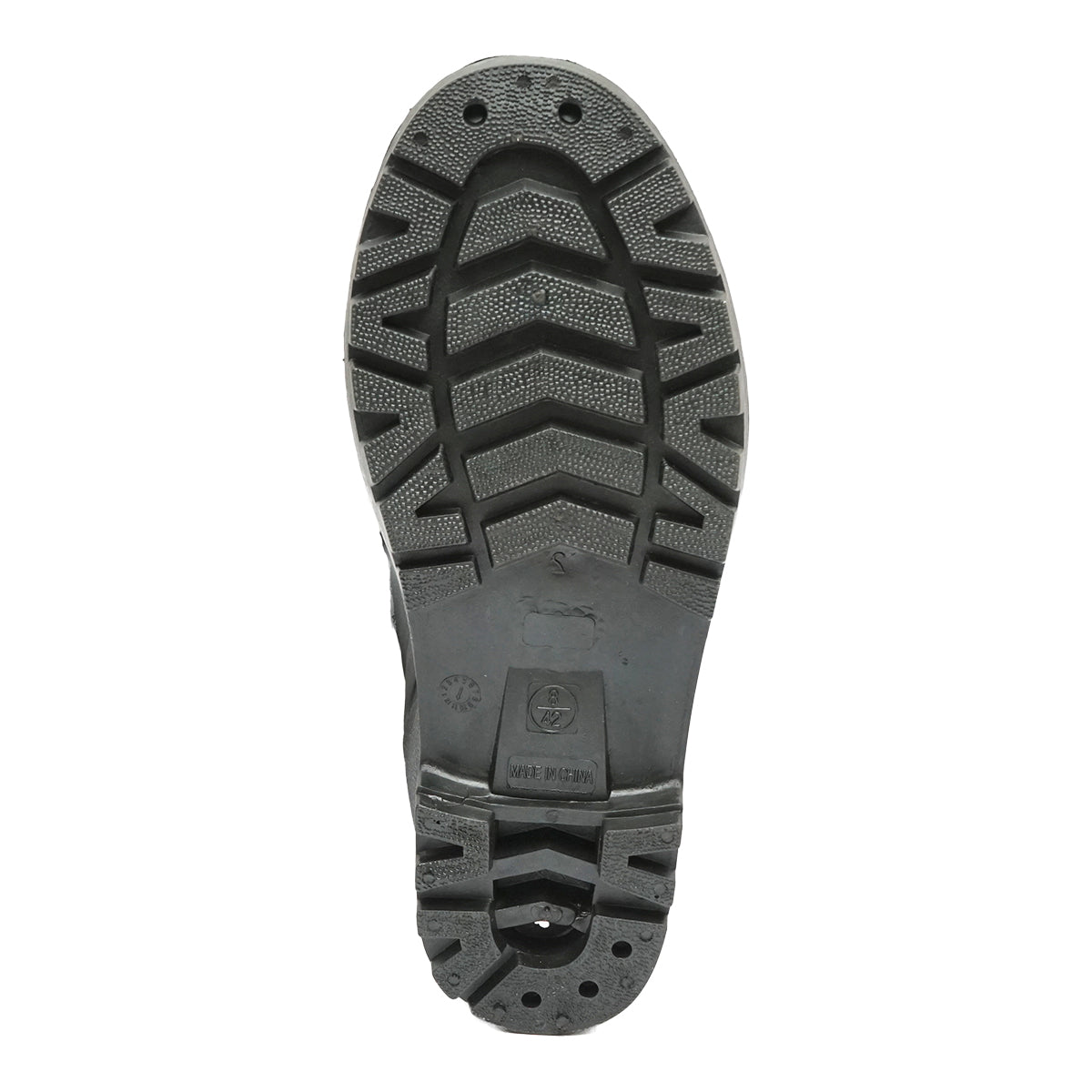 Munkavédelmi csizma, fekete PVC, acél lábujjvédelemmel, 42-es méret, 005GB