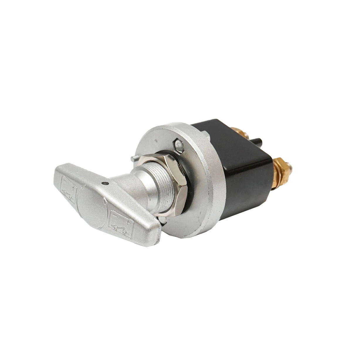 Főkapcsoló, megszakító, 12/24V, 200A, réz csatlakozó M10, M30-as rögzítőmenet, MAN, Iveco, Volvo járművekhez, Breckner Germany