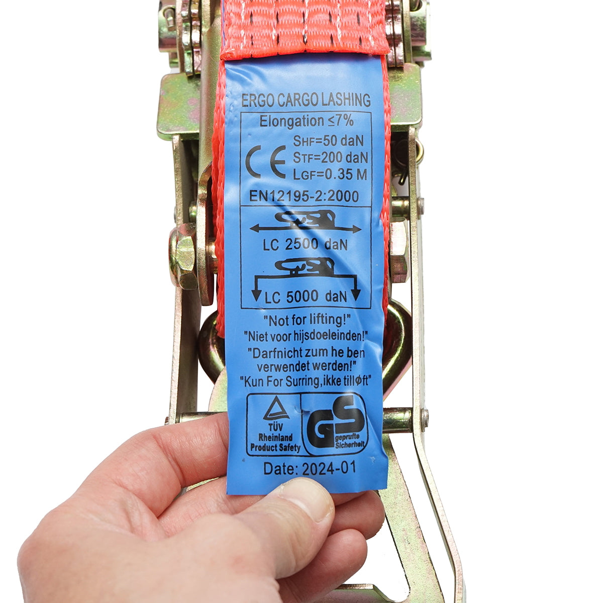 Árurögzítő heveder, 12mx50mm, 5T (dupla ERGO racsni), Breckner Germany