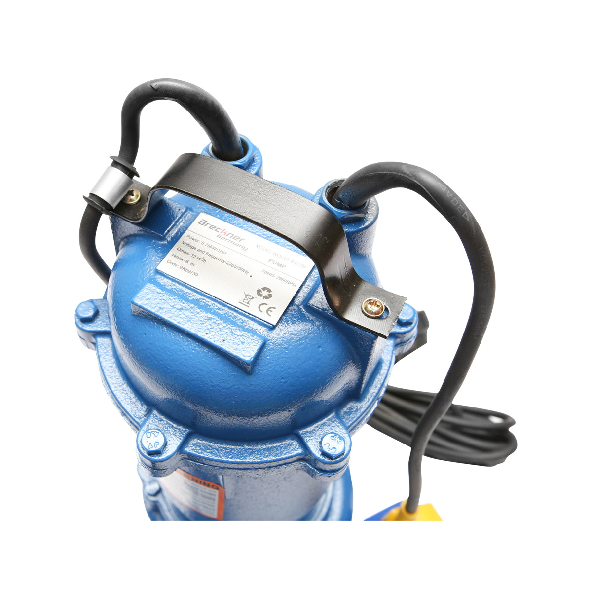 BÚVÁRSZIVATTYÚ KOSZOS VÍZHEZ, ÚSZÓVAL ÉS DARÁLÓVAL 750W, 250L/MIN, H7M, 220V, WQCD7-8-0.75F, BRECKNER GERMANY