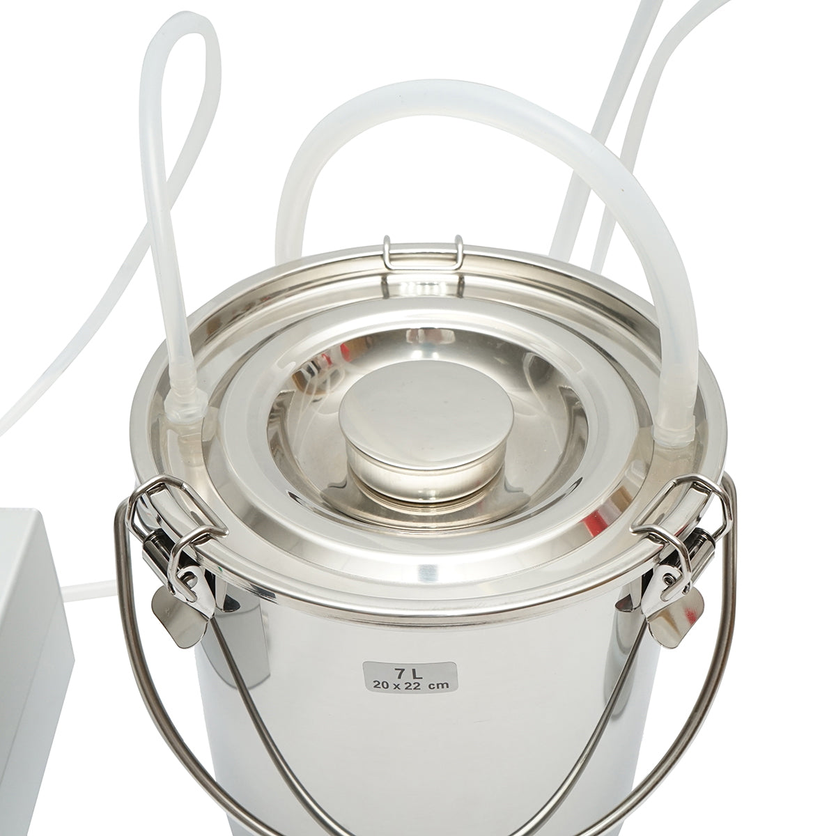 Hordozható fejőgép, 60 W, 1 állásos, tehenekhez, 7 literes rozsdamentes acél tartállyal