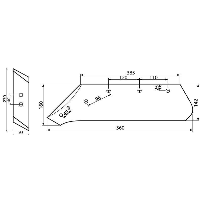 Jobb oldali csoroszlya vésőheggyel 73004/R Kverneland 160x560 mm