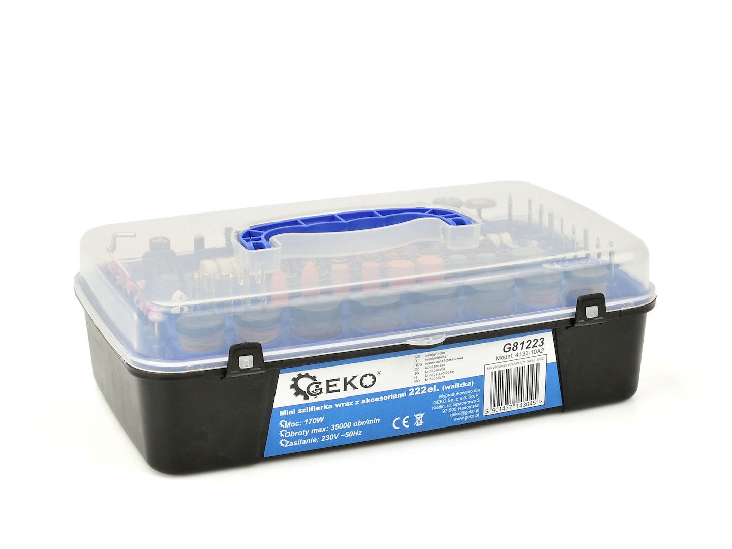 MINI KÉZI CSISZOLÓ KÉSZLET 222 DB 220 V GEKO