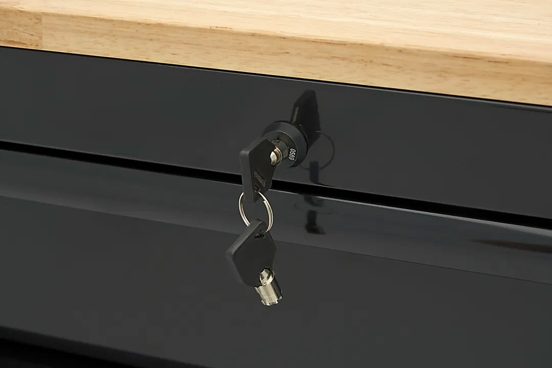 PROFESSZIONÁLIS FÉM SZERSZÁMOS SZEKRÉNY FA MUNKALAPPAL 11 FIÓK 109 CM HBM HOLLANDIA