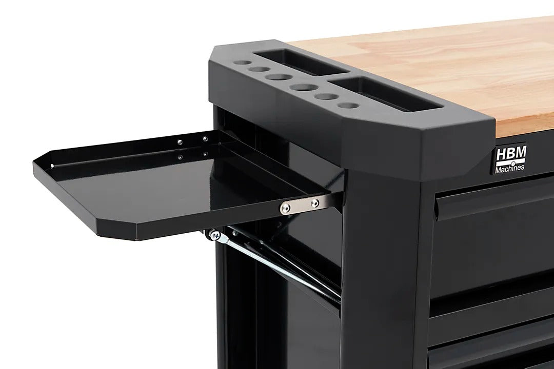 PROFESSZIONÁLIS FÉM SZERSZÁMOS SZEKRÉNY FA MUNKALAPPAL 11 FIÓK 109 CM HBM HOLLANDIA