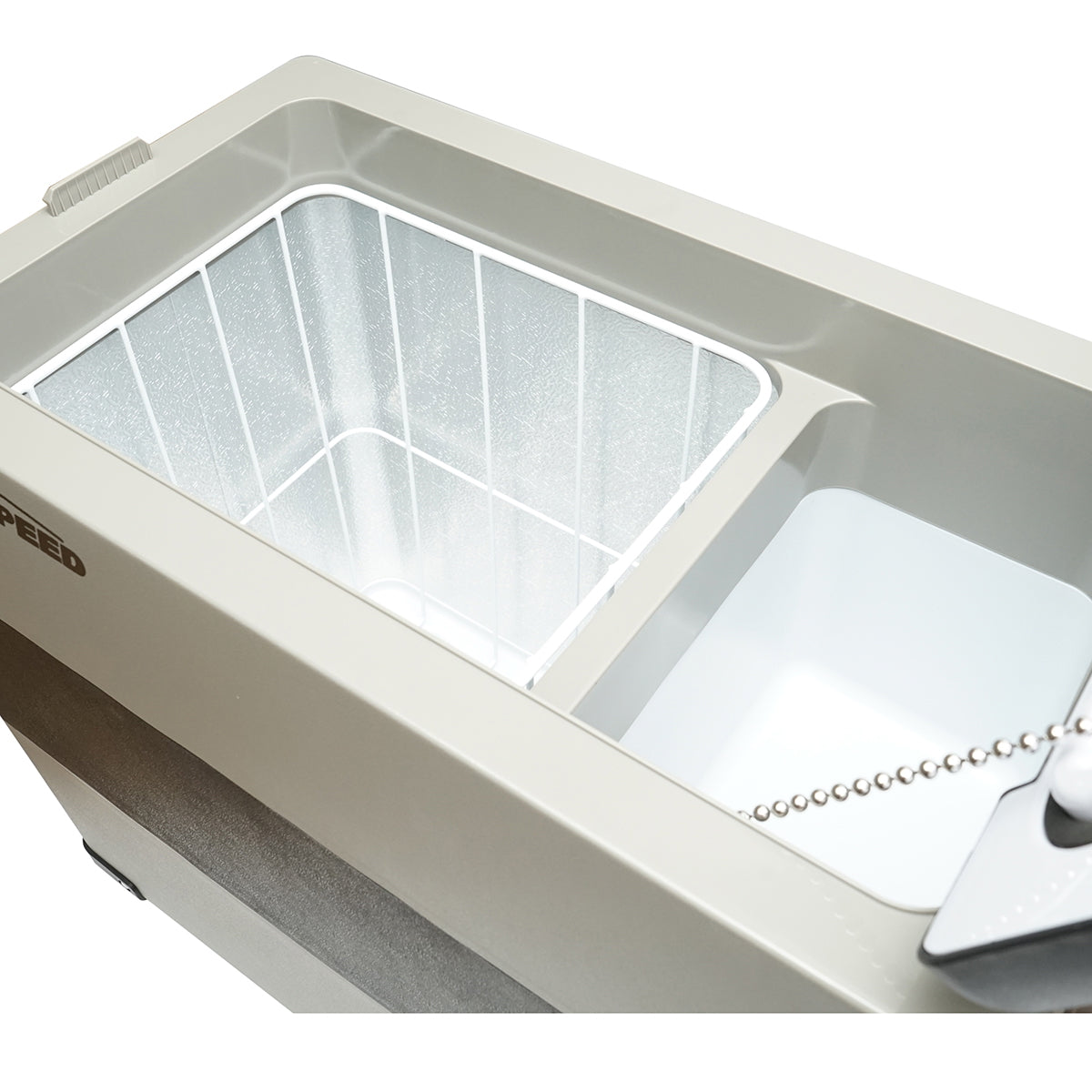 Autós hűtőszekrény kompresszorral, 60W, 49.4L kapacitás, 12–24–220V tápfeszültség, LCD kijelzővel, 690x346x524 mm, CF55 AUTOSPEED