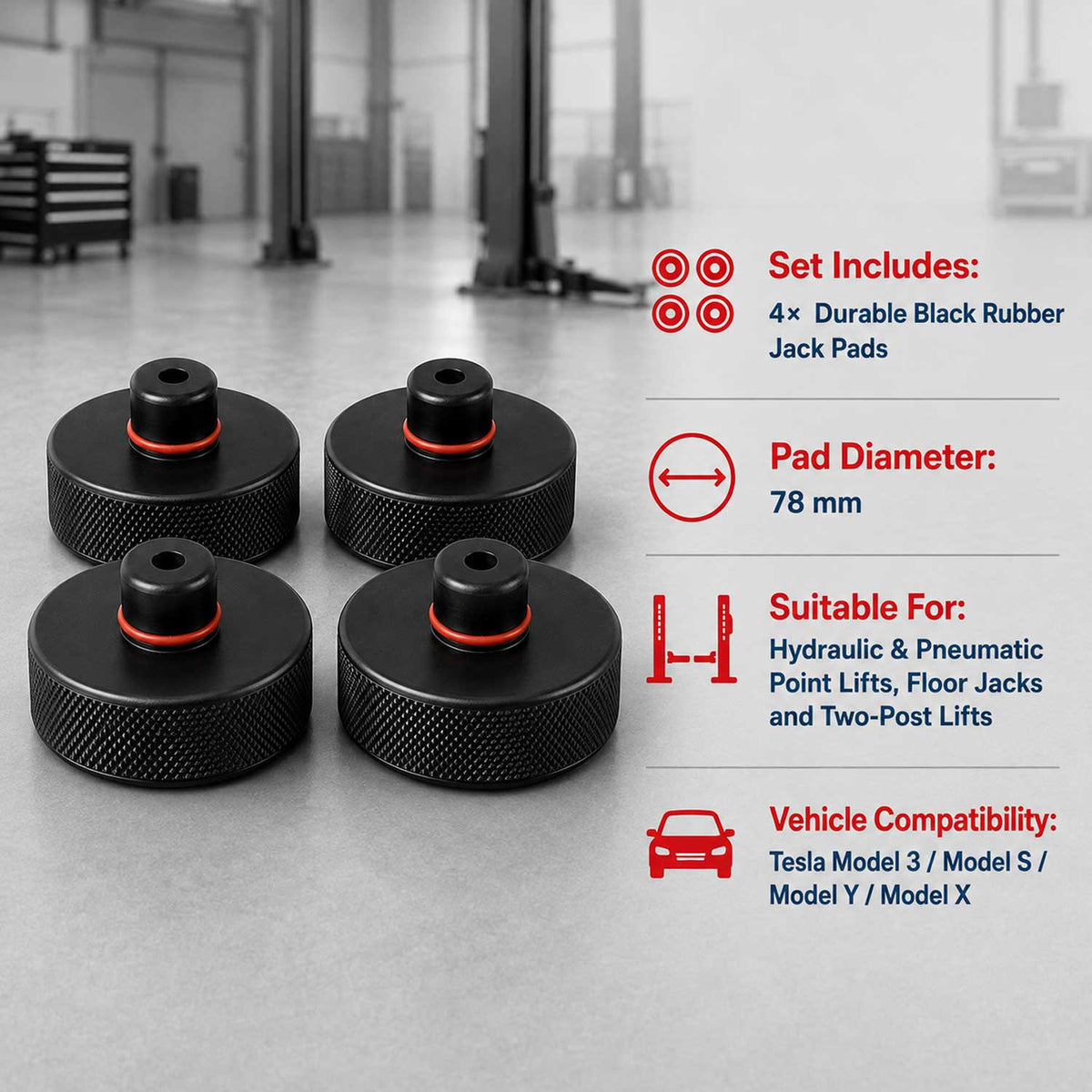 78 mm-es gumipogácsa emelőhöz TESLA model 3, s, y & x GEBO TOOLS