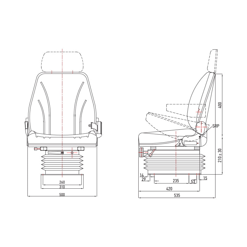 Univerzális traktorülés légpárnás felfüggesztéssel, GBS 55HD