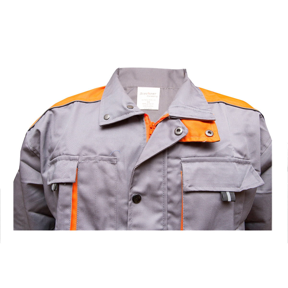 Munkadzseki poliészter és pamut keverékből, szürke/narancssárga, 50-es méret, 235 g/m², Breckner Germany