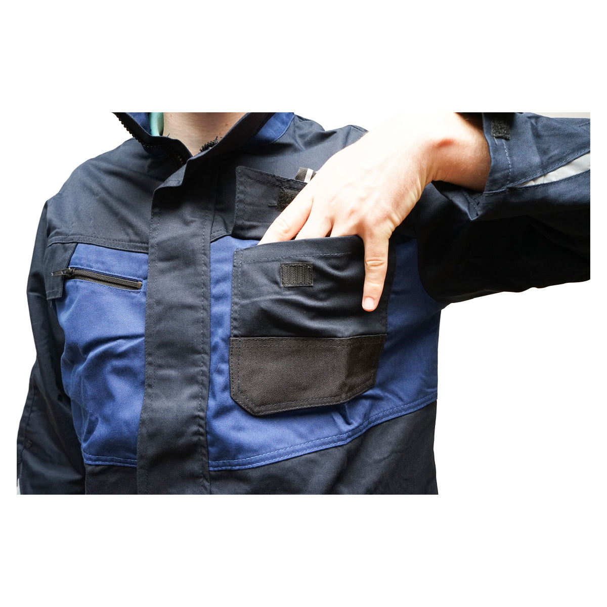 Munkadzseki, poliészter-pamut keverék, sötétkék, S méret, Breckner Germany