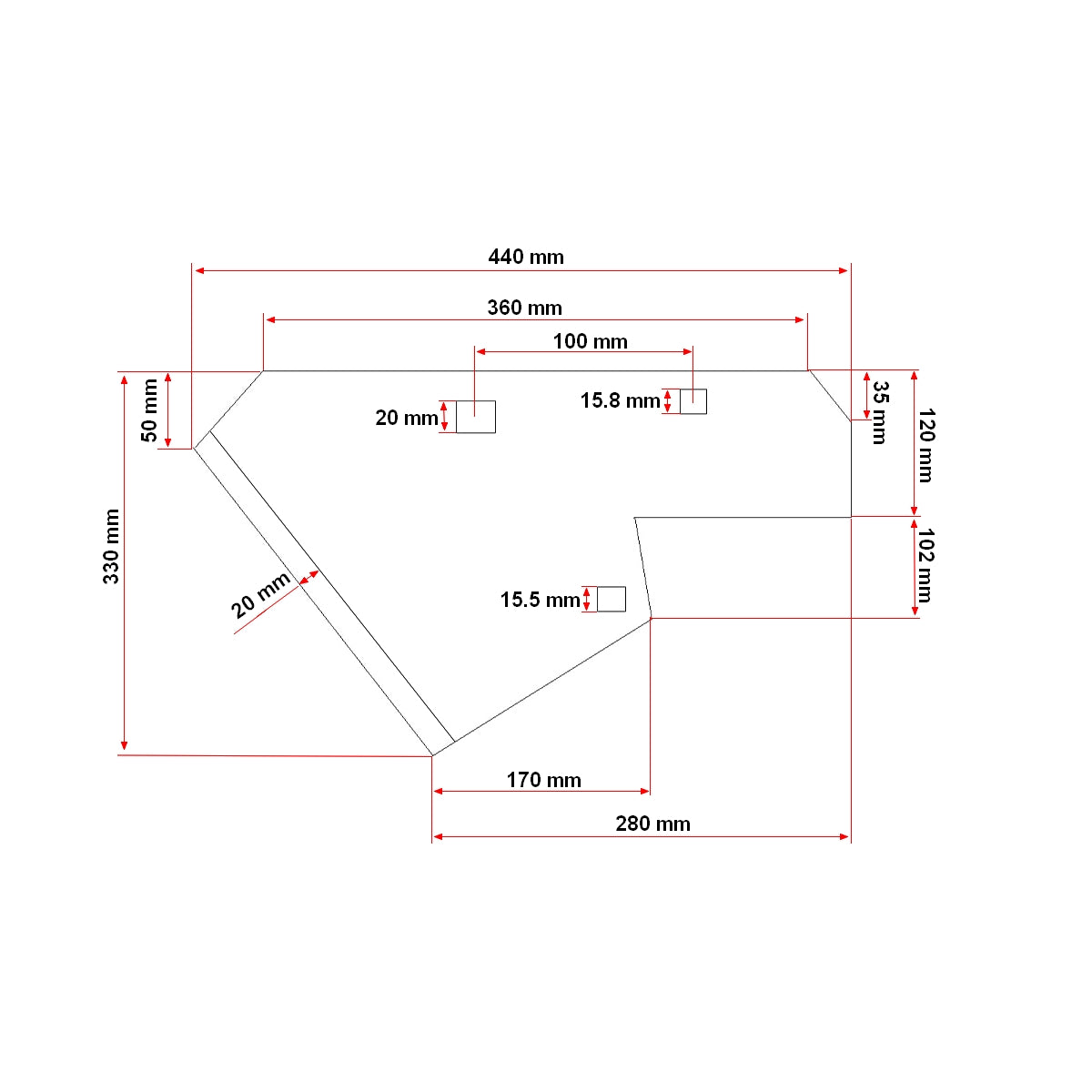 Rövid A ekenád orral, 10 mm vastag