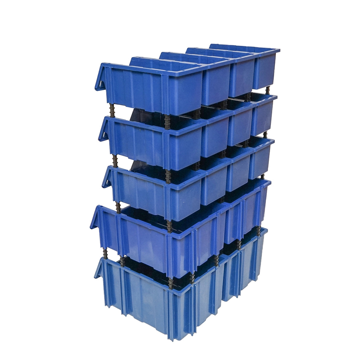 ALKATRÉSZTÁROLÓ ÁLLVÁNY 16 TÁROLÓ DOBOZZAL, KÉK MŰANYAG 680X510X1100MM