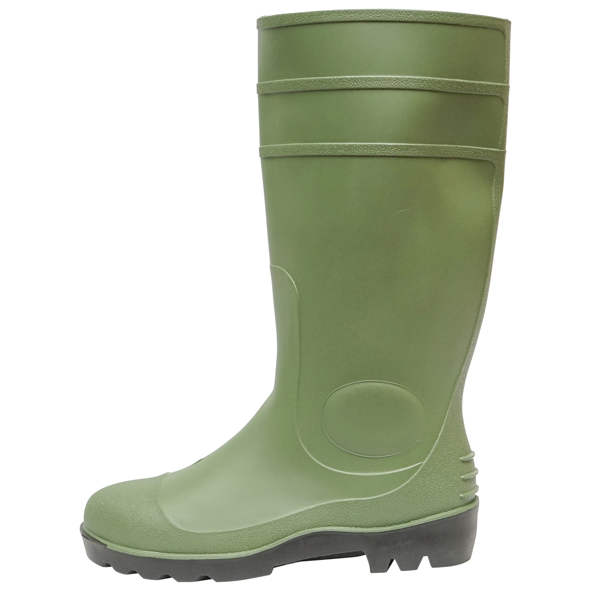 Munkavédelmi csizma, zöld PVC, acél lábujjvédelemmel, 44-es méret, 005GB