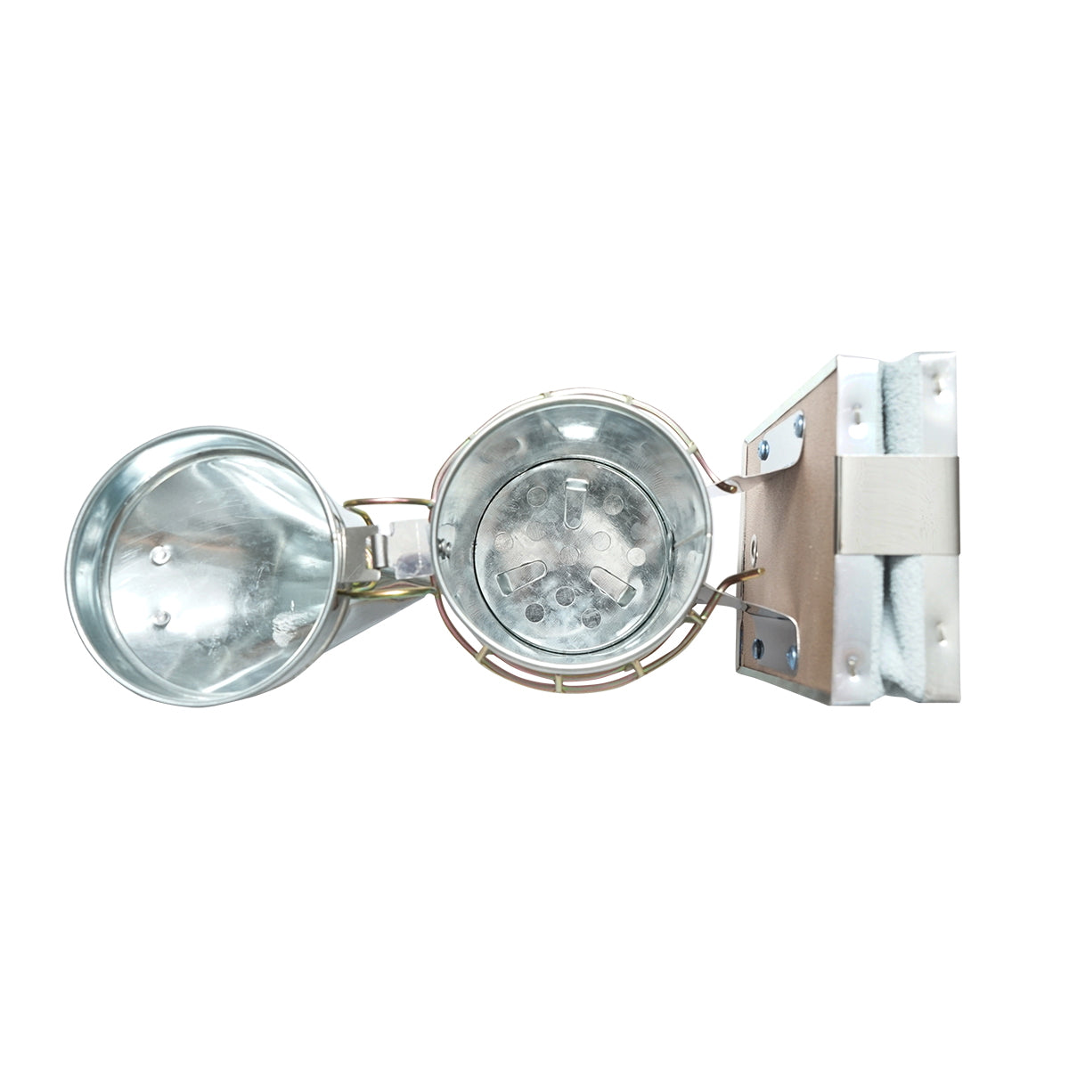 Méhészeti füstölő, rozsdamentes acél, hővédő hengerrel és bőrfújtatóval, 160 mm