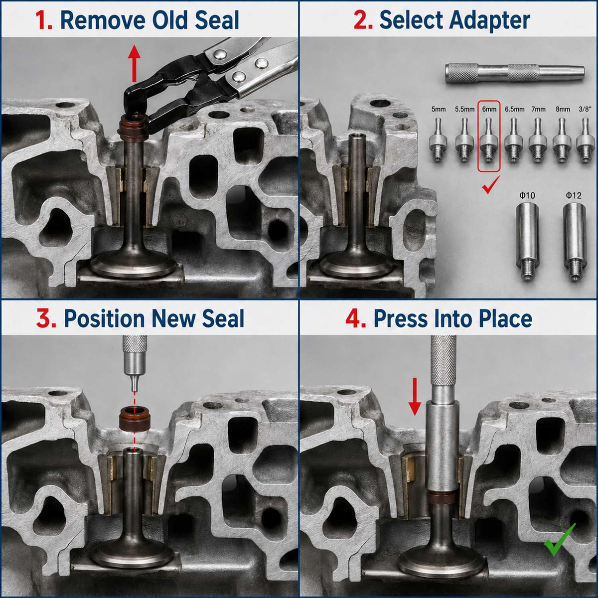 Szelepszárszimering szerelő fogó és adapter készlet 11 db GEBO TOOLS