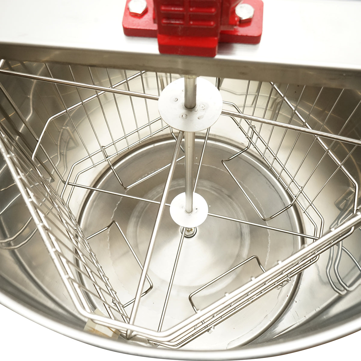 Kézi mézpergető, 4 keretes, rozsdamentes acélból