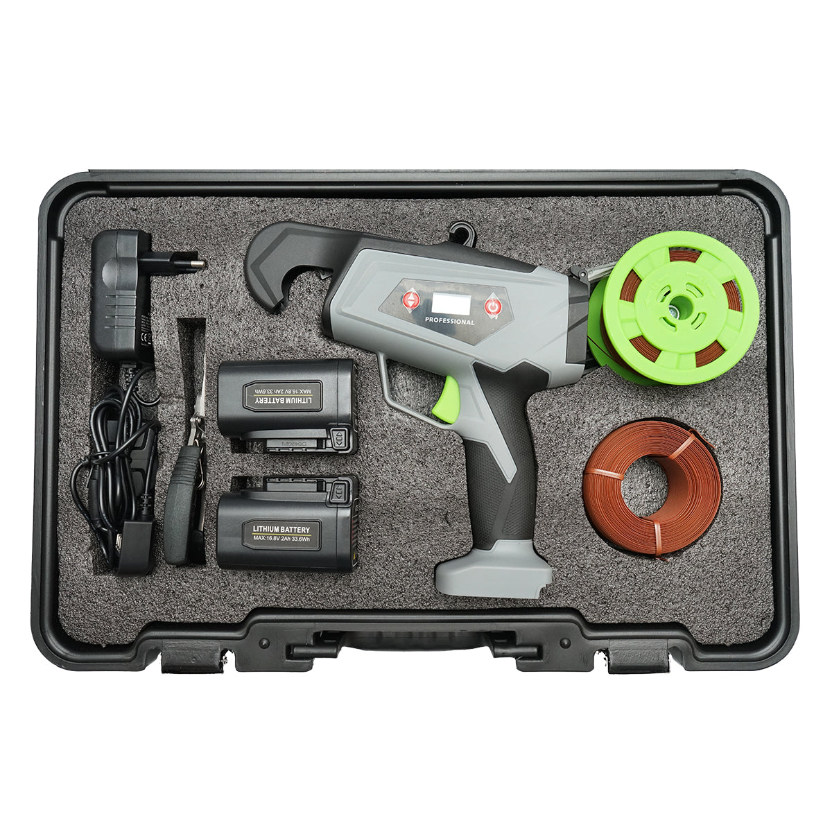 Automata kötözőgép szőlőhöz, zöldségekhez, gyümölcsfákhoz, 60W, Li-ion akkumulátor 16.8V, 25 mm átmérő