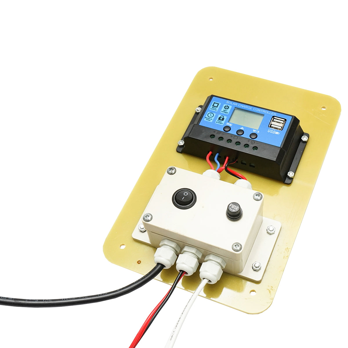 Napelem szett, 50W monokristályos, 670x540x30 mm, 12–24V, 12/17Ah akkumulátorral, 4 db 9W izzóval, Breckner Germany