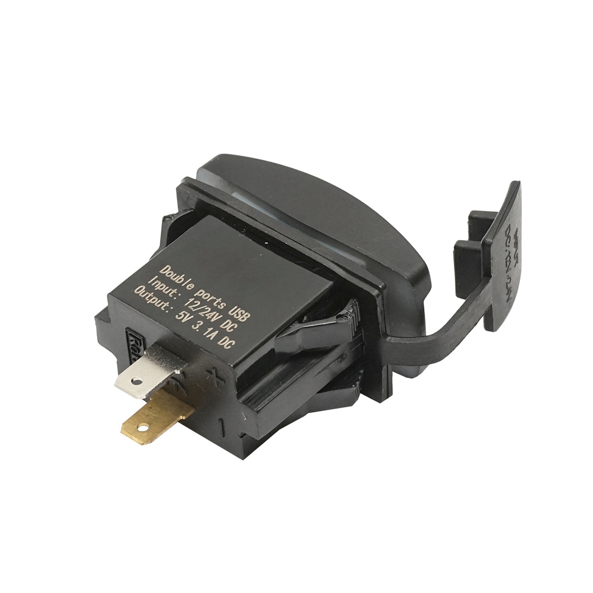 Univerzális USB autós töltő, 12/24V bemenet, 2 USB port, kimenet 5V/3.1A, gyors töltés, műszerfalba/grillbe építhető