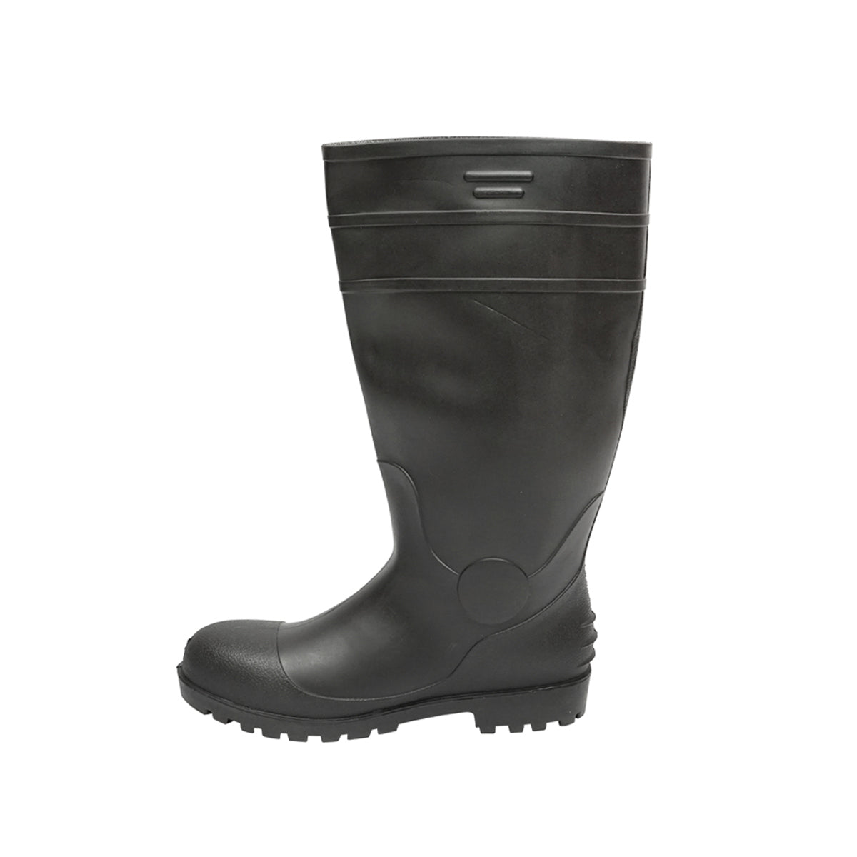 Munkavédelmi csizma, fekete PVC, acél lábujjvédelemmel, 40-es méret, 005GB