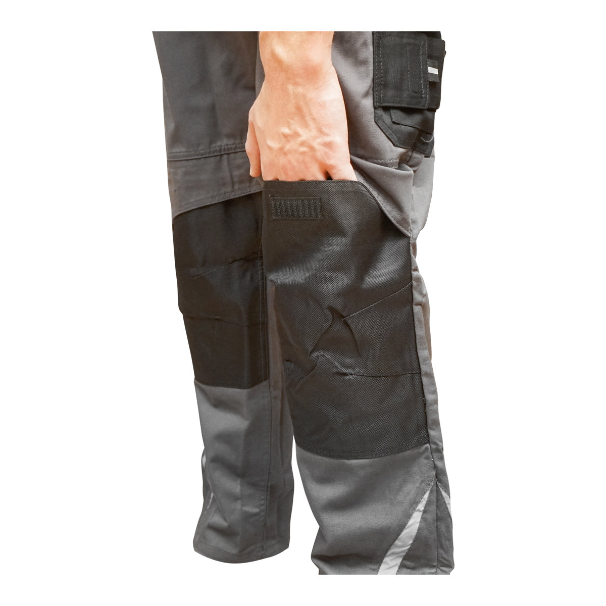 Munkanadrág poliészter és pamut keverékből, szürke-fekete, M méret, Breckner Germany