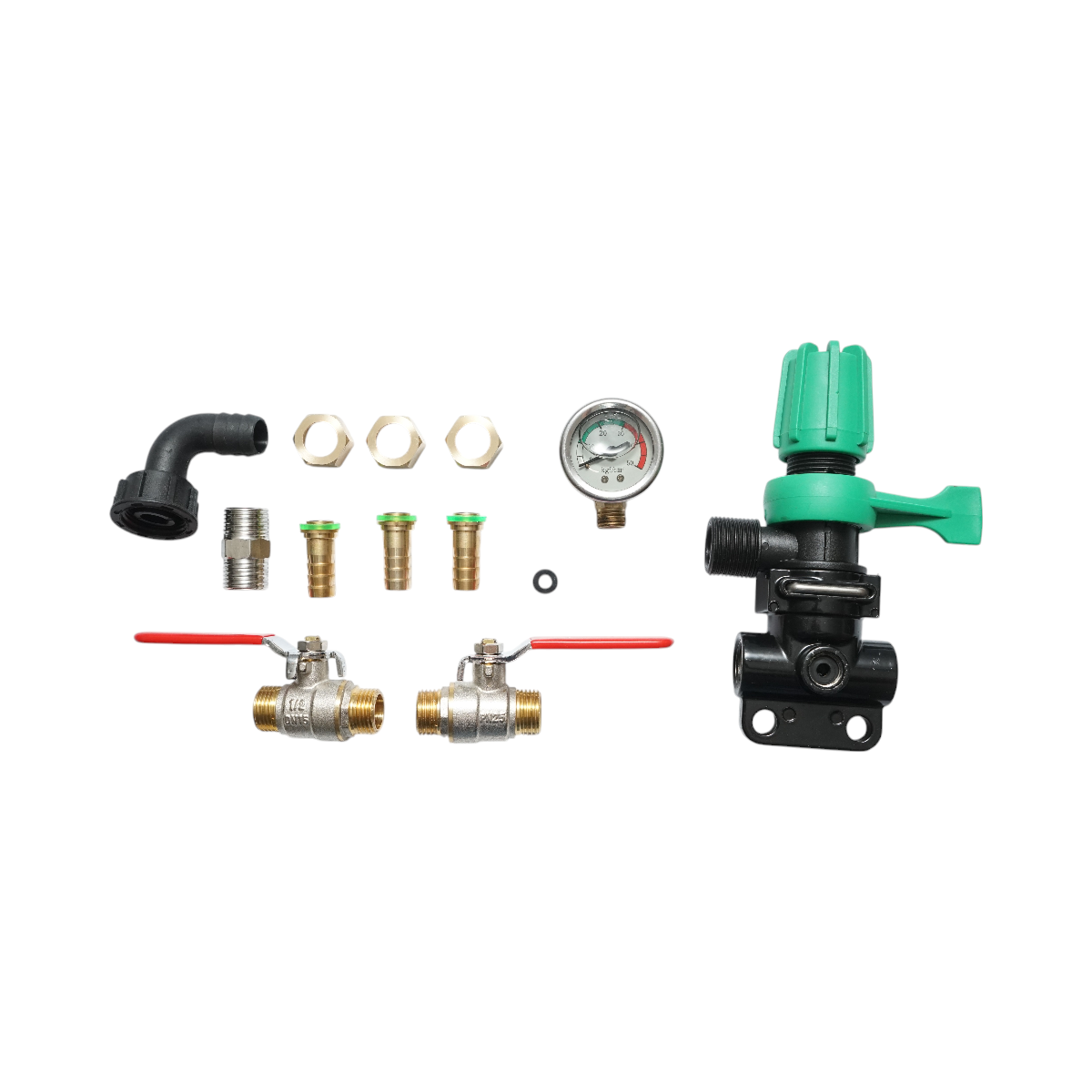 Permetező szakaszoló, 2 szelepes, beépített glicerin manométerrel