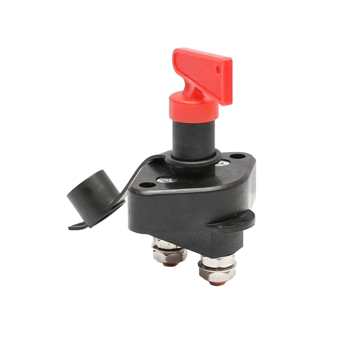 Főkapcsoló 12/24V, réz M10 csatlakozóval, műanyag kulccsal és védőkupakkal, 65 mm rögzítési távolság, Breckner Germany