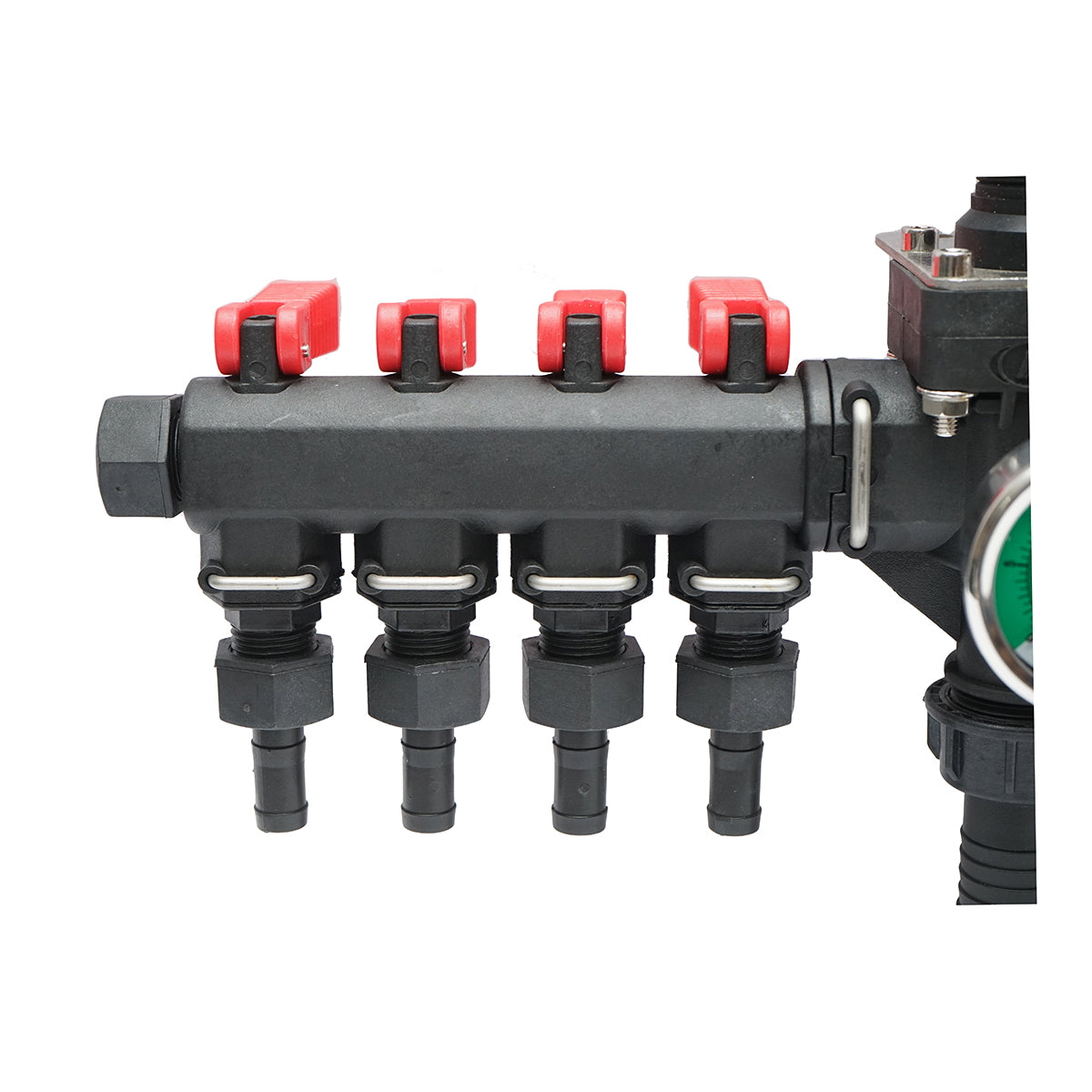 Permetező szakaszoló, 4 szelepes, manométerrel