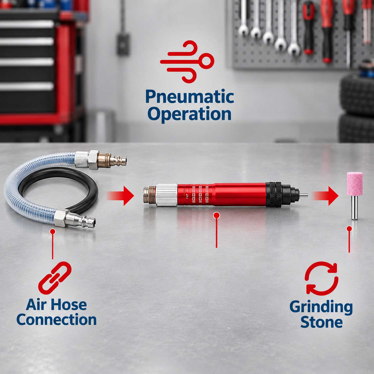Pneumatikus mini ceruza csiszoló készlet, 17 db, 58.000 RPM, kompakt és könnyű szerszám csiszoláshoz, tisztításhoz, vágáshoz, polírozáshoz és hegesztéshez GEBO TOOLS
