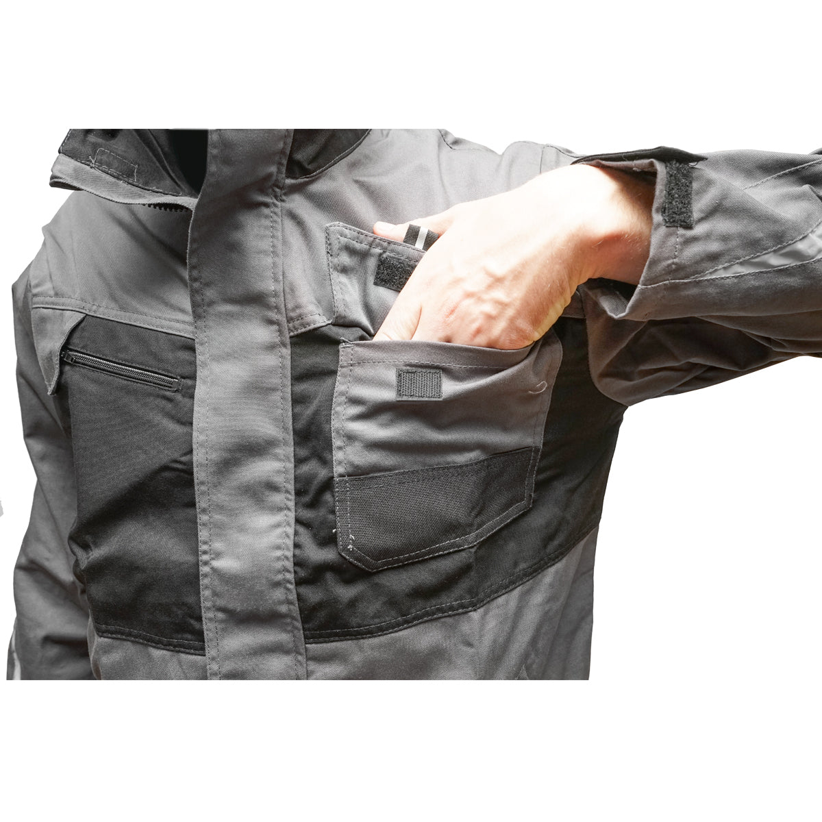 Munkadzseki poliészter és pamut keverékből, szürke-fekete, M méret, Breckner Germany