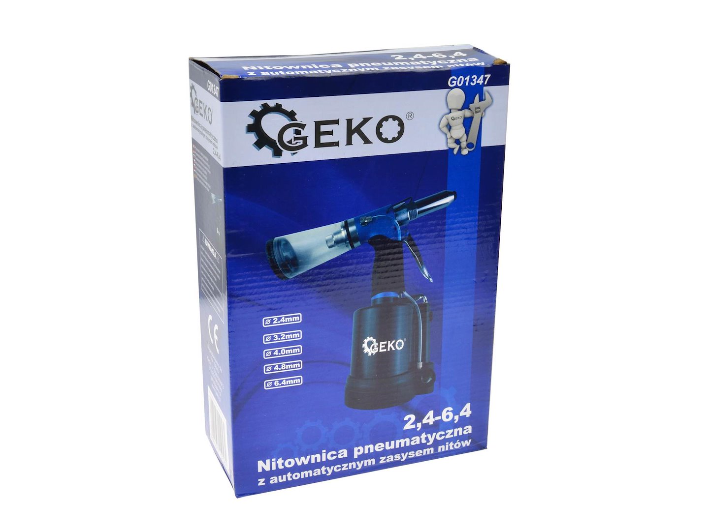 PNEUMATIKUS SZEGECSELŐ PISZTOLY AUTOMATIKUS ELSZÍVÁSSAL 2.4-6.4 MM GEKO