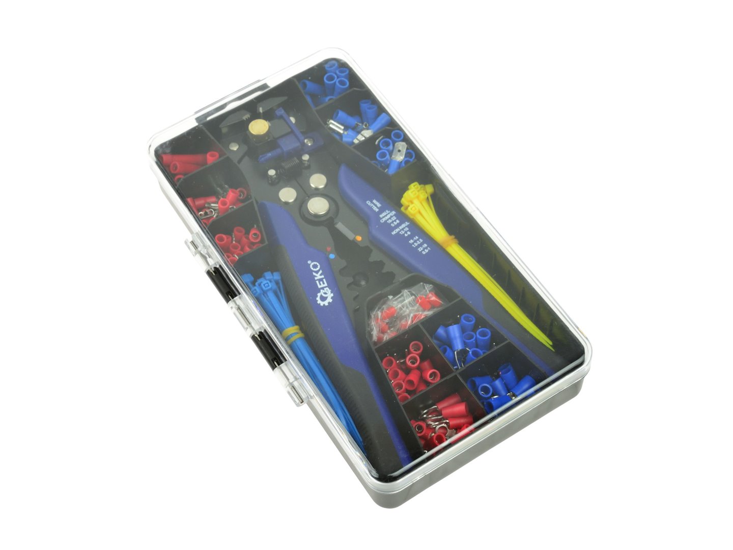 VEZETÉK CSUPASZÍTÓ, KRIMPELŐ FOGÓ ELEKTROMOS KÁBELEKHEZ 0.2-6 MM² 200 DB GEKO