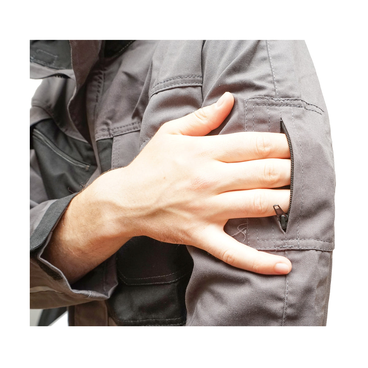 Munkadzseki poliészter és pamut keverékből, szürke-fekete, S méret, Breckner Germany