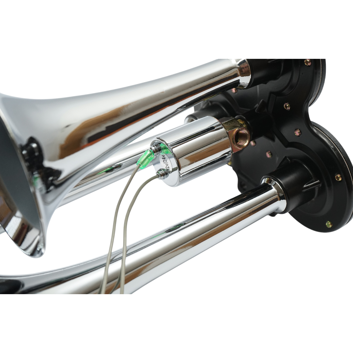 Légkürt, 3 kürttel, 12/24V, kompresszorhoz