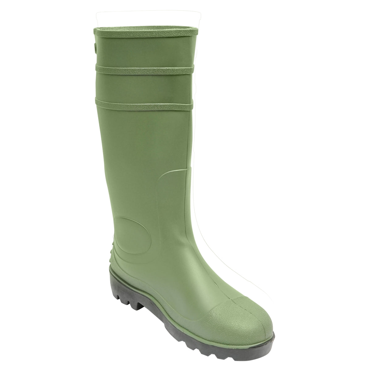 Munkavédelmi csizma, zöld PVC, acél lábujjvédelemmel, 44-es méret, 005GB