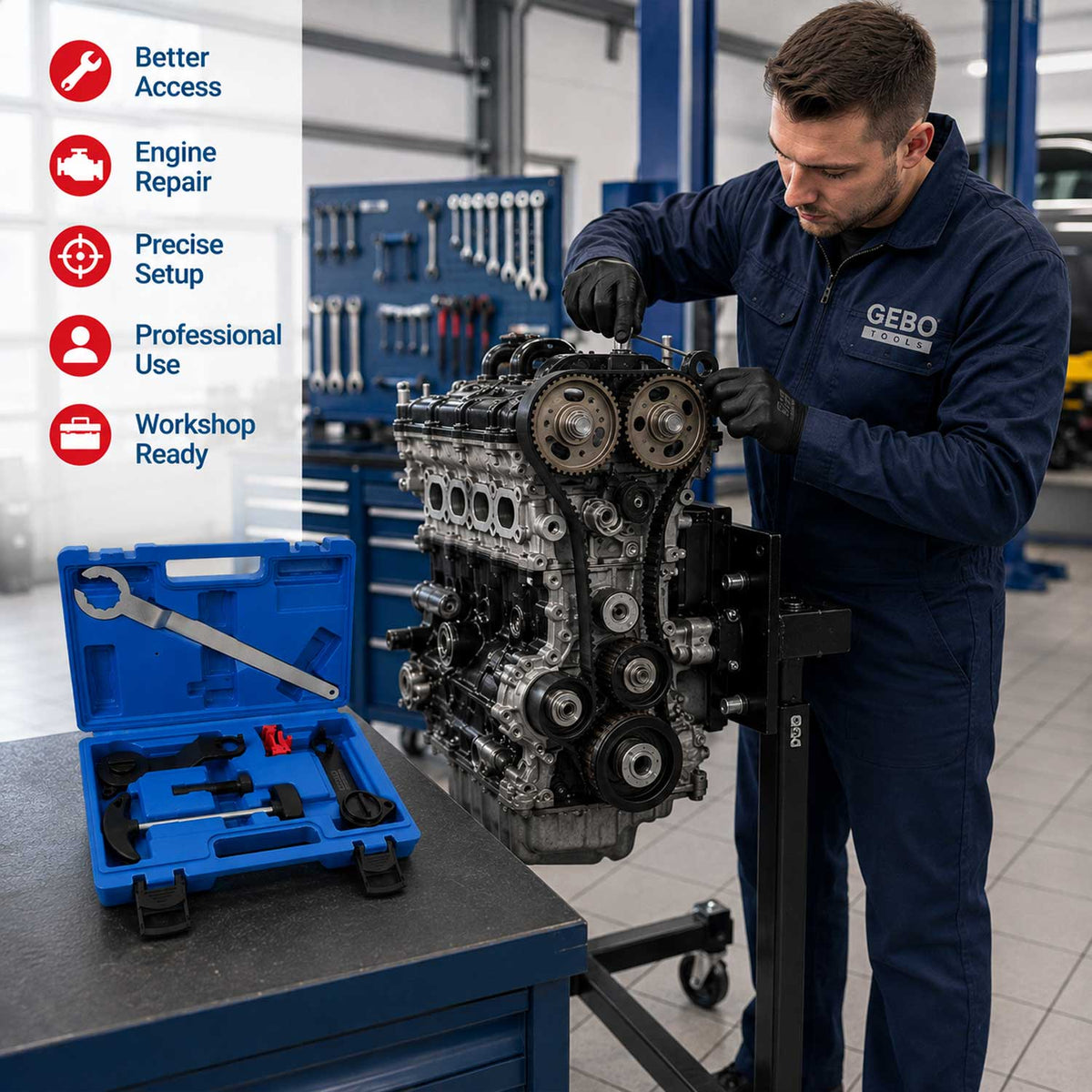 Vezérlésrögzítő készlet VAG 1.0 1.2 1.4 TSI tFSI tgi GEBO TOOLS