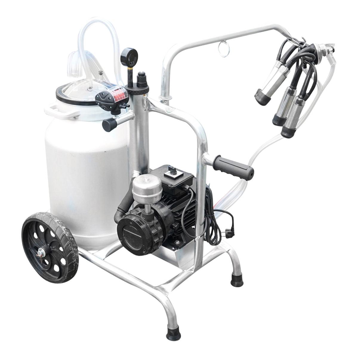 Tehénfejő gép 160 cc gyűjtőegységgel, horganyzott vázzal, 30 literes alumínium tartállyal, 1 állásos, rozsdamentes acél fejőpohárral, Breckner Germany