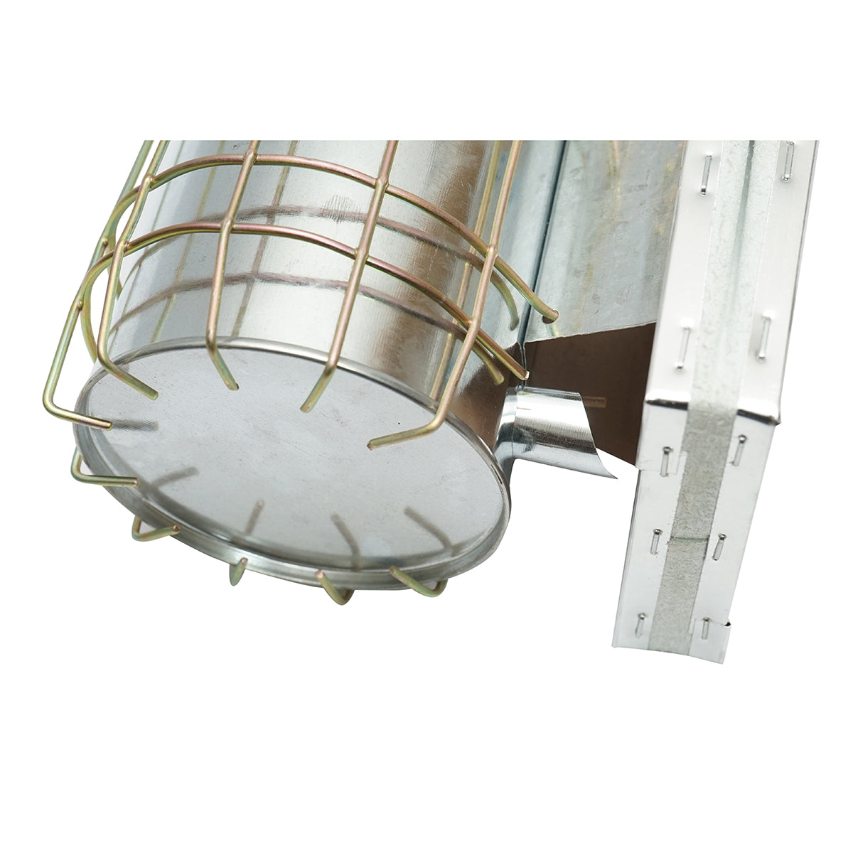 Méhészeti füstölő, horganyzott acél, hővédő hengerrel és bőrfújtatóval, 230 mm