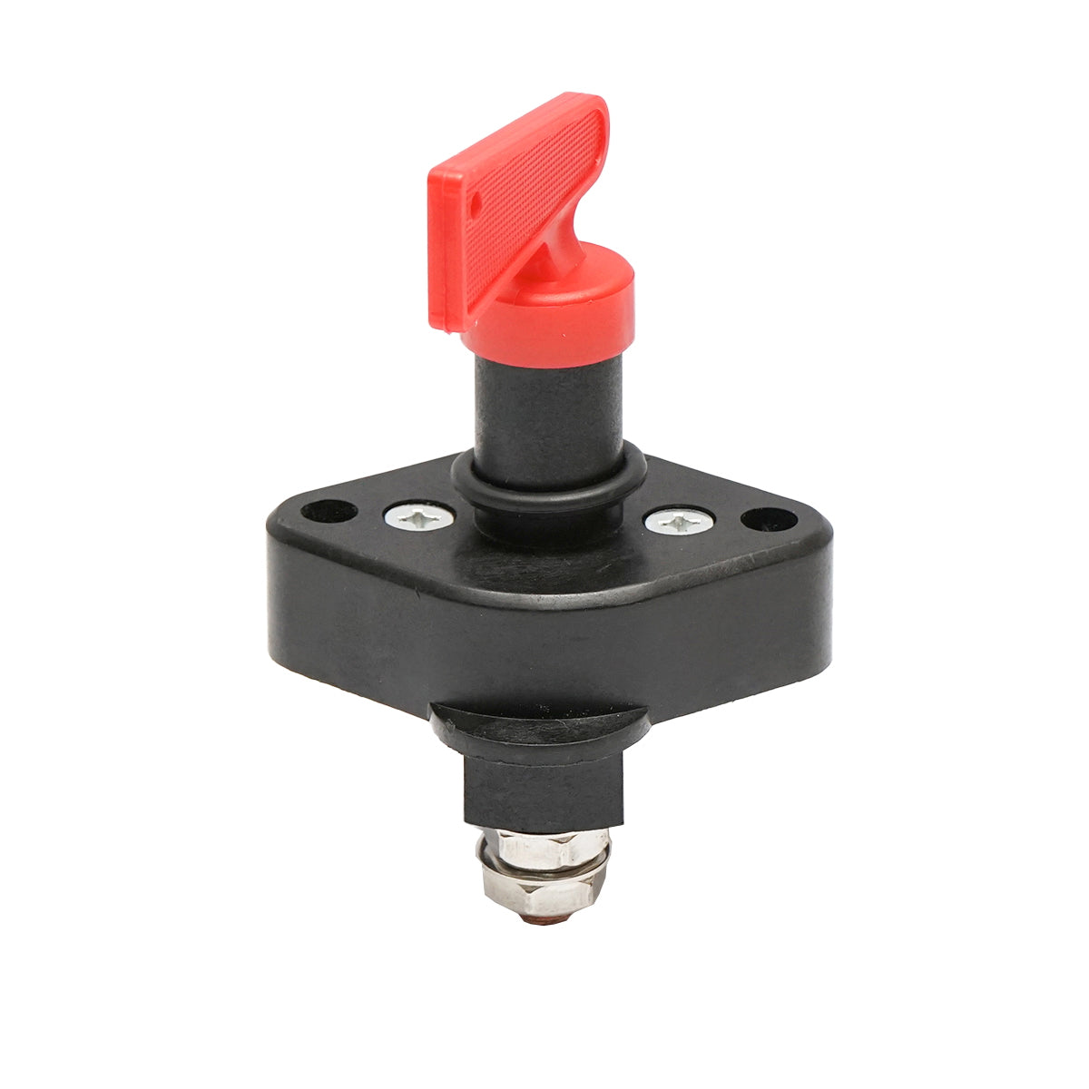 Főkapcsoló 12/24V, réz M10 csatlakozóval, műanyag kulccsal és védőkupakkal, 65 mm rögzítési távolság, Breckner Germany