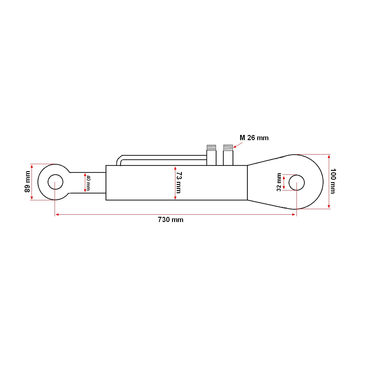 Kormányhenger 89x73x40x730 mm méretben Erdei traktorhoz