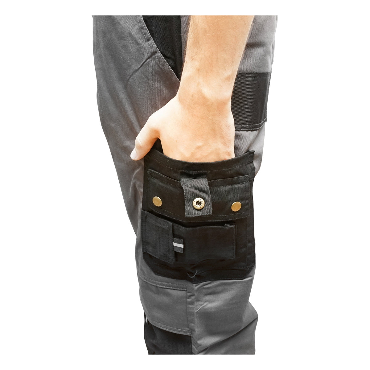 Munkanadrág poliészter és pamut keverékből, szürke-fekete, M méret, Breckner Germany