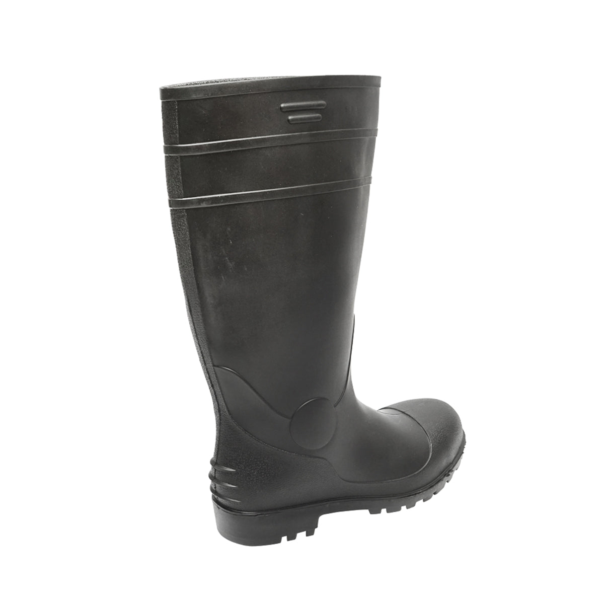 Munkavédelmi csizma, fekete PVC, acél lábujjvédelemmel, 40-es méret, 005GB